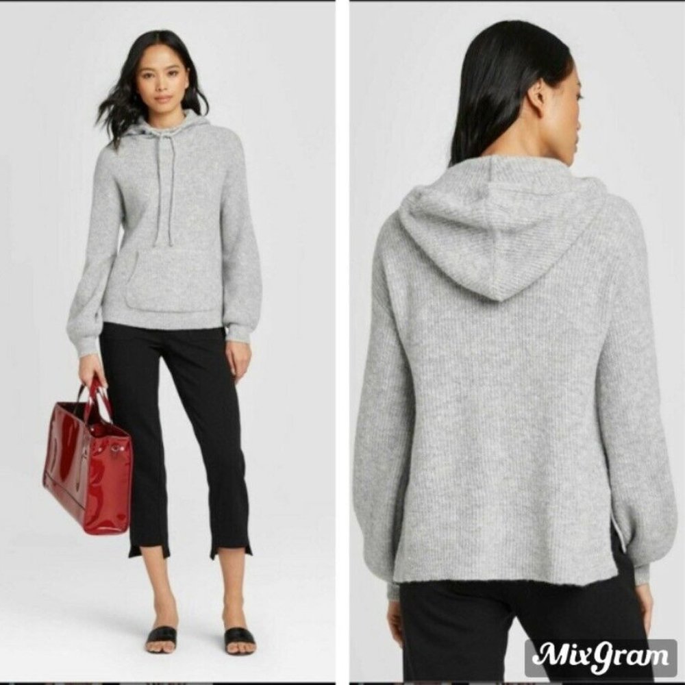 Hooded Sweater Who What Wear Wool Blend Medium NEW
